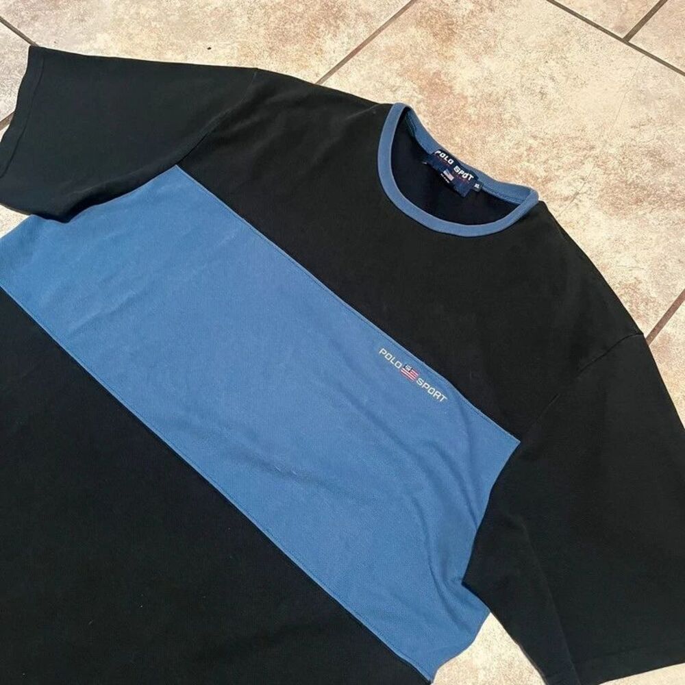 Vintage 90s Polo Sport Ralph Lauren Colorblock T Shirt Mens XL Made In Canada